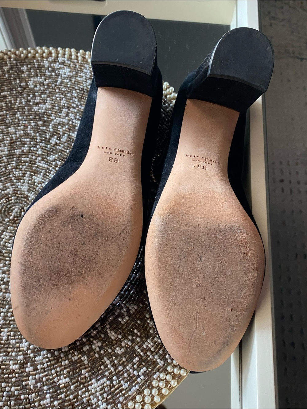 Kate Spade Black Suede Mary Jane Pumps Size 8 - Picture 8 of 8